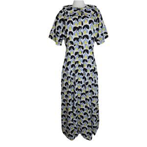 Buru Peter Pan Collar Floral Maxi Dress Day Gown Size M